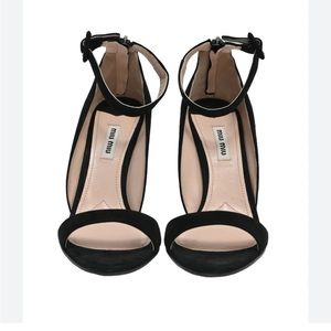 Miu Miu Black suede and leather round-toe cone heel sandals. Sz EU 41